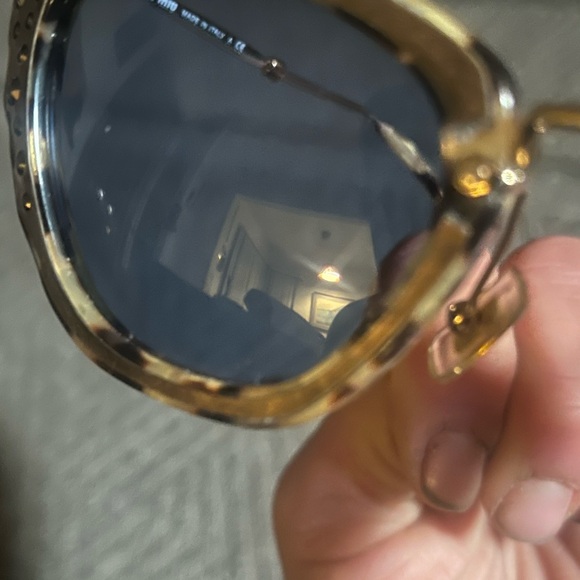 MIU MIU NOIR 04Q Brown Havana Blue Foil Leather Crystal Stud Sunglasses MU04QS main image 6